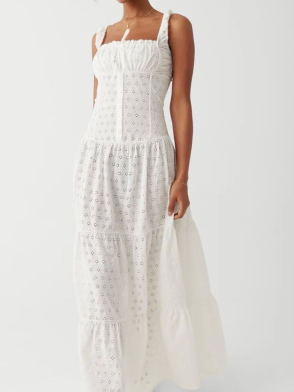 NWT Frankie's Bikinis Viral Christabelle Eyelet Maxi Dress Angel's Wing Size XS